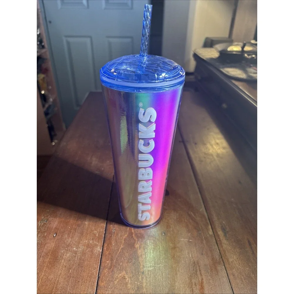 Starbucks 24 oz iridescent holographic unicorn‎ oil dome lid venti Tumbler.